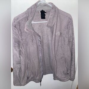 North Face Jacket Womens Large Gray Heather Full Zip Logo Knit Fleece Coat